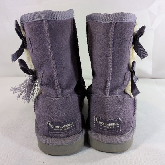 Koolaburra UGG Victoria Short 1019372 Elderberry Purple 3 Kids Suede Lined Boots - Picture 8 of 14